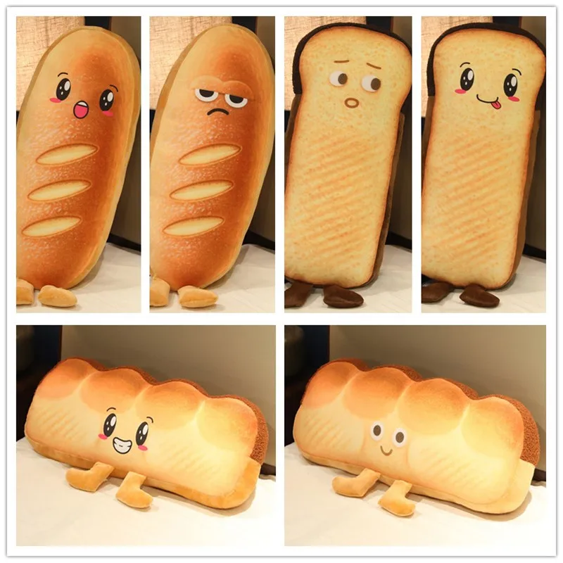 

40/60/80cm Simulation Bread Pillow Creative Lifelike Food Plush Backrest Bed Cushion Home Decor Birthday Gift