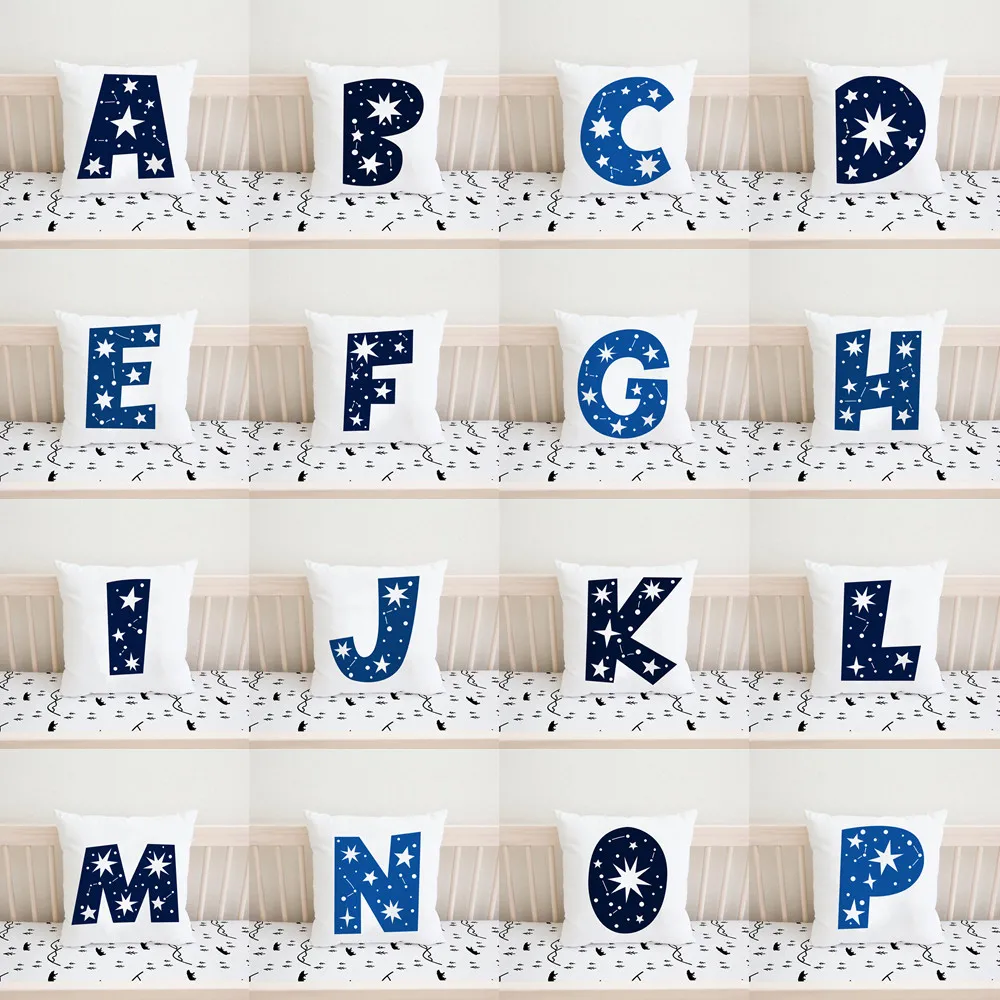 

Letter White Cushion Cover Baby Kids Pillow Cute Home Decor Pillowcase
