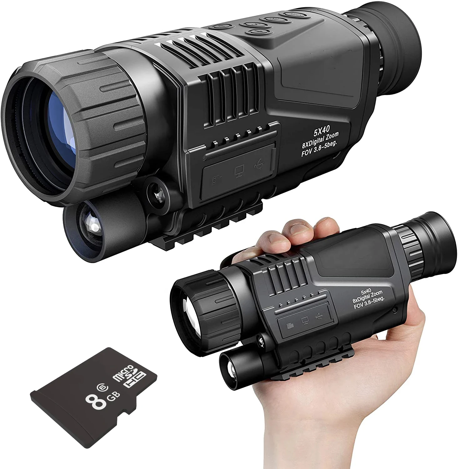 

5X40 Инфракрасный цифровой Монокуляр ночного видения 1,5 "TFT LCD видеозапись 200 м Диапазон прицела телескоп для наружного охотничьего устройства