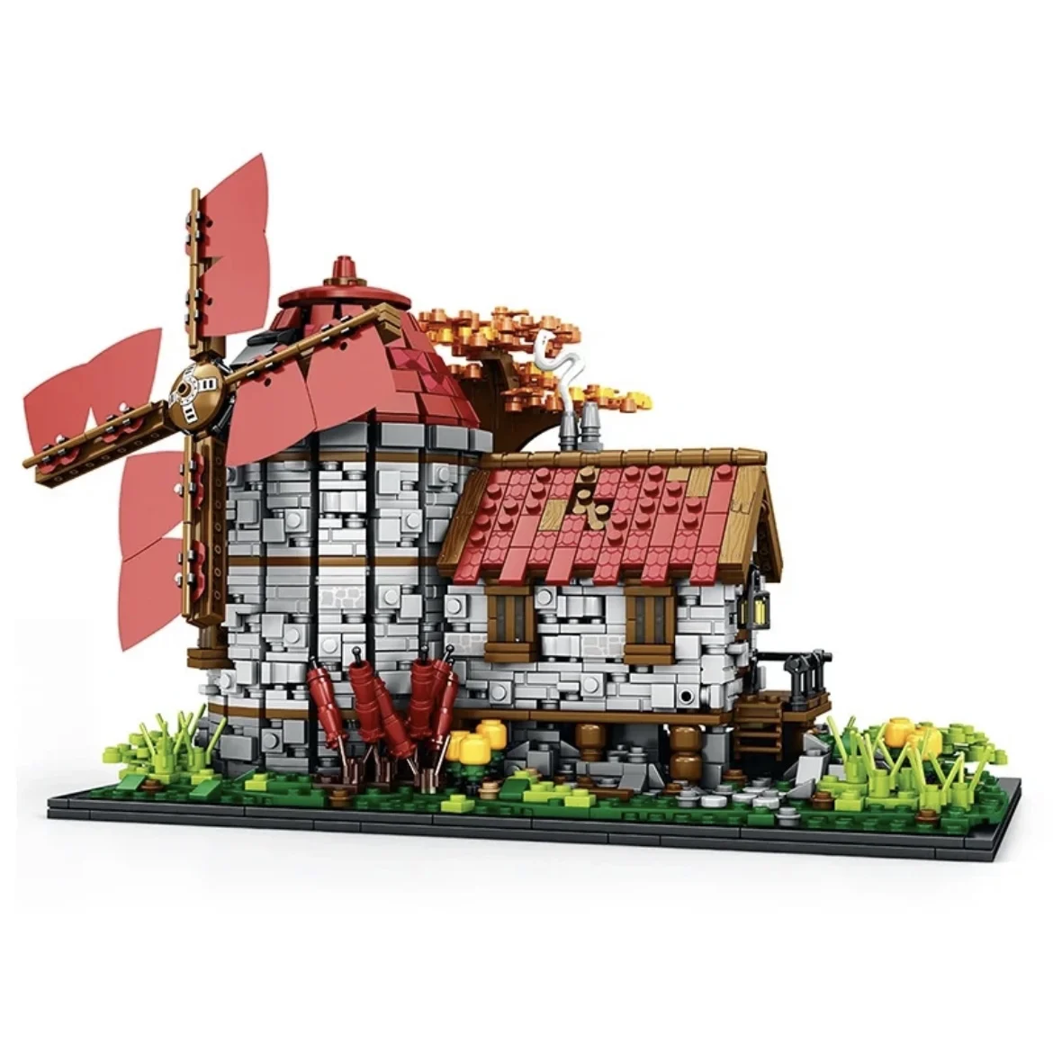 

Reobrix 66014 MOC 2296PCS Famous Medieval WindMill Town Fram Modular Architecture Stree Views Model Building Block Toys