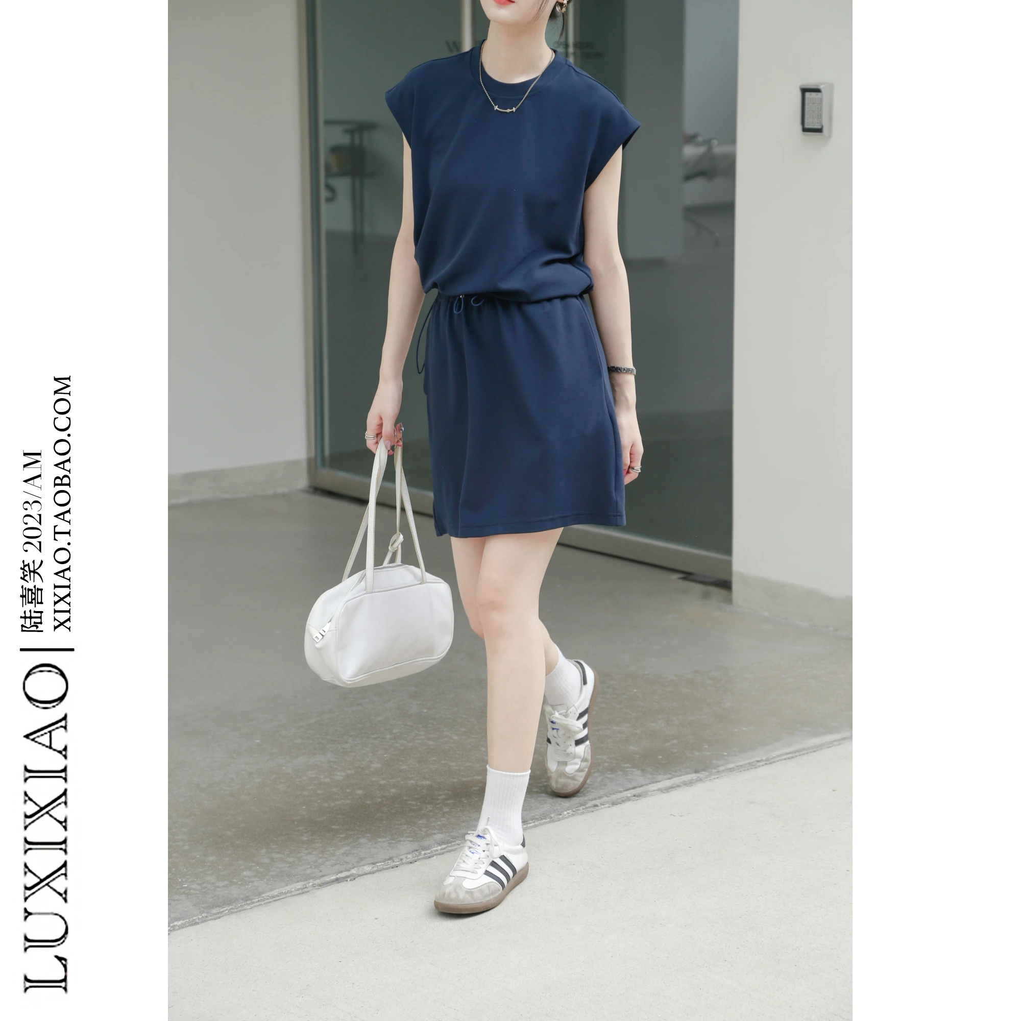 Женский комплект из двух предметов Luxixiao новинка 2024 корейский стиль хлопковый топ