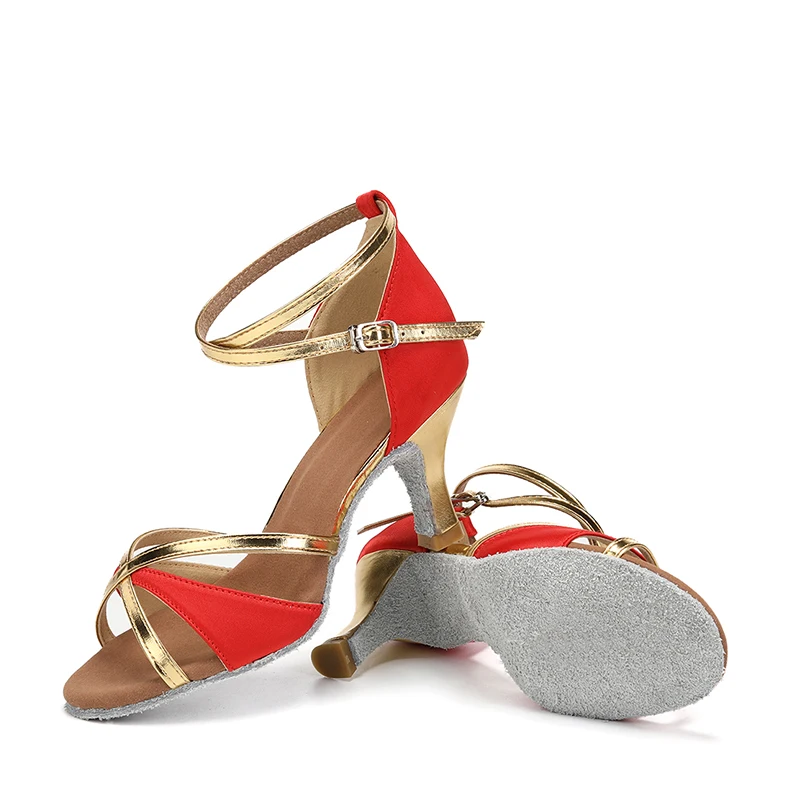 Женская Обувь Для Латинских Танцев Атласный Верх Средний Каблук Тренировочные