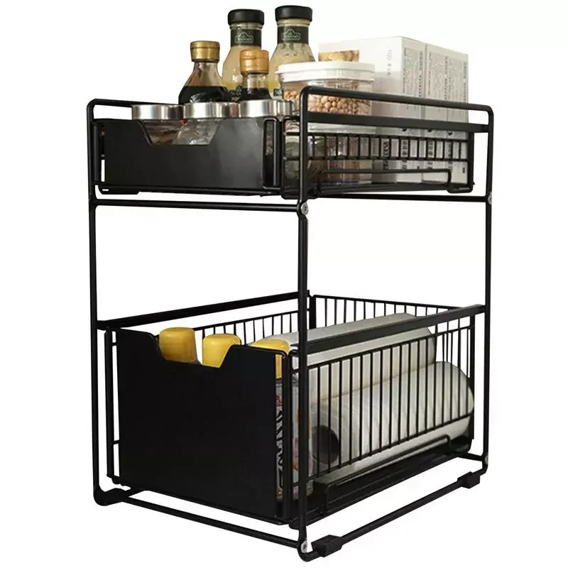

NEW IN Sliding Cabinet Basket 2 Tier Under Sink Stackable Drawers Organizers Under Sink Storage Organizers With Drawers For Easy