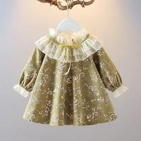 2022 spring light luxury new girls dress fashion children baby long sleeves comfortable retro floral princess dress boutique