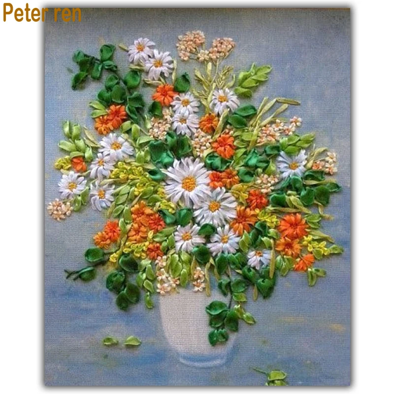 

Diamond embroidery Diy Diamond painting cross stitch Daisy Bouquet full 3d Square mosaic icon Diamond pattern Crafts Needlework