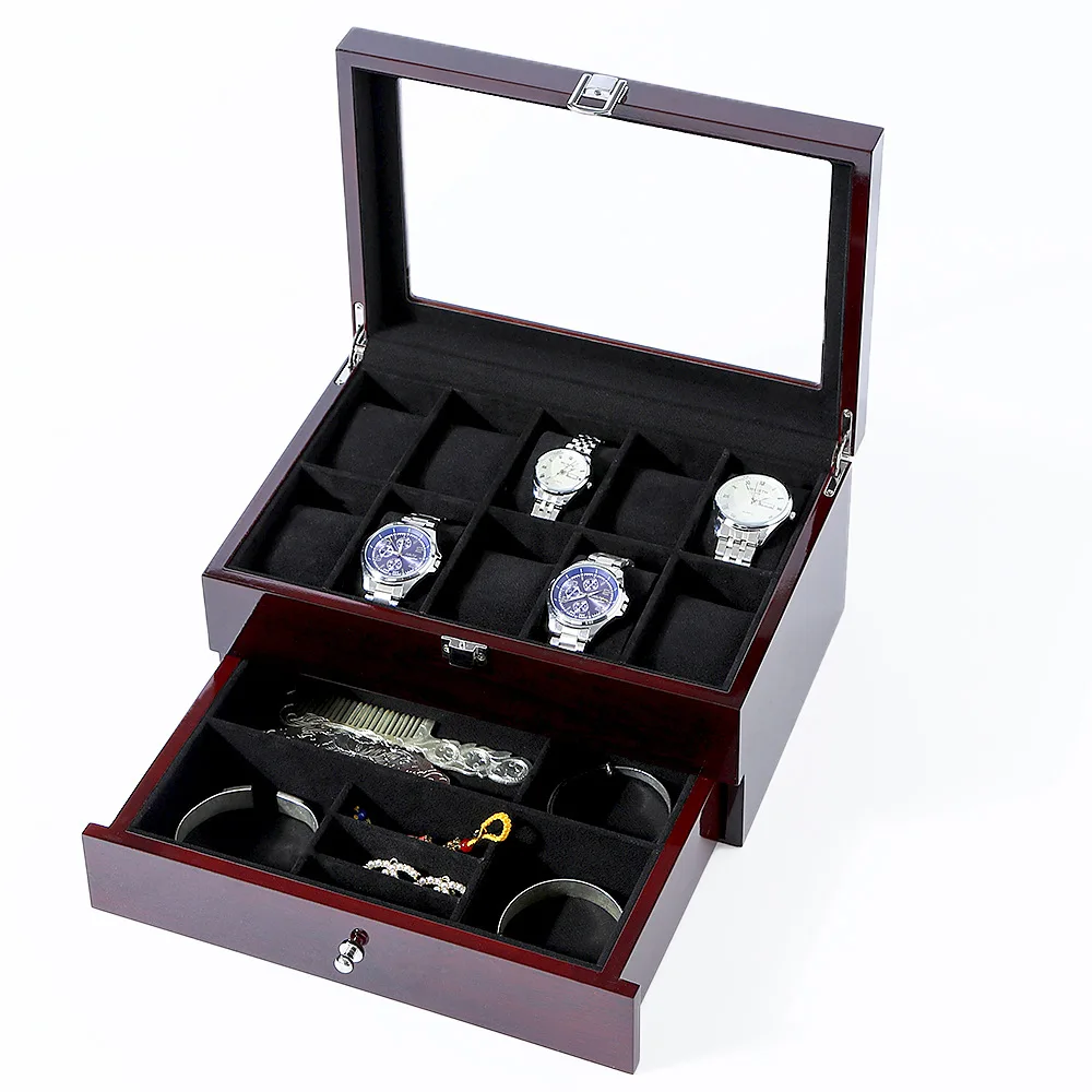 

Double Layer Watch Box Wooden Jewelry Box Storage Box Organizer Case Drawer Watch Box Display Cabinet Gift Ideas Free Shipping
