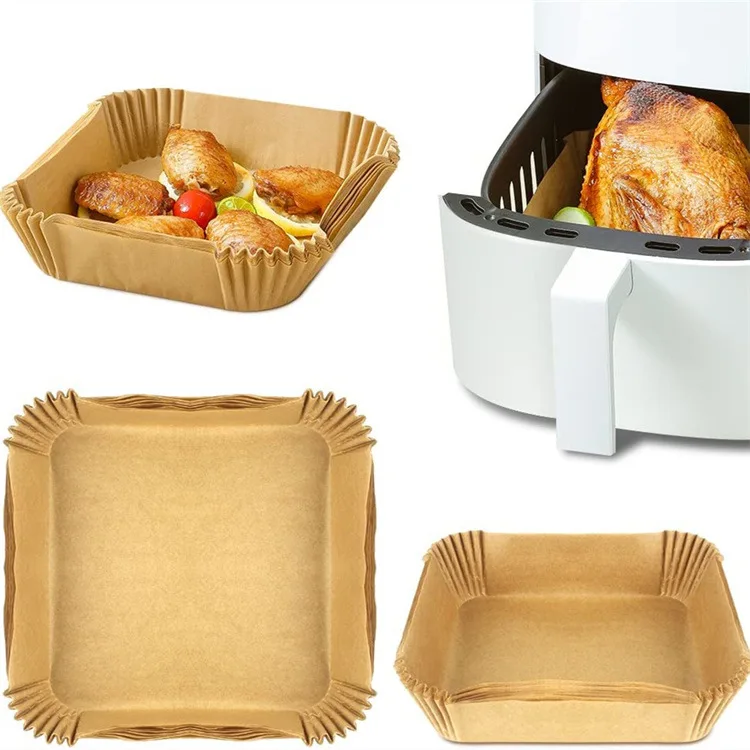 

30pcs/Bag Air Fryer Steamer Liners Premium Perforated Wood Pulp Papers Non-Stick Steaming Basket Mat Baking Utensils