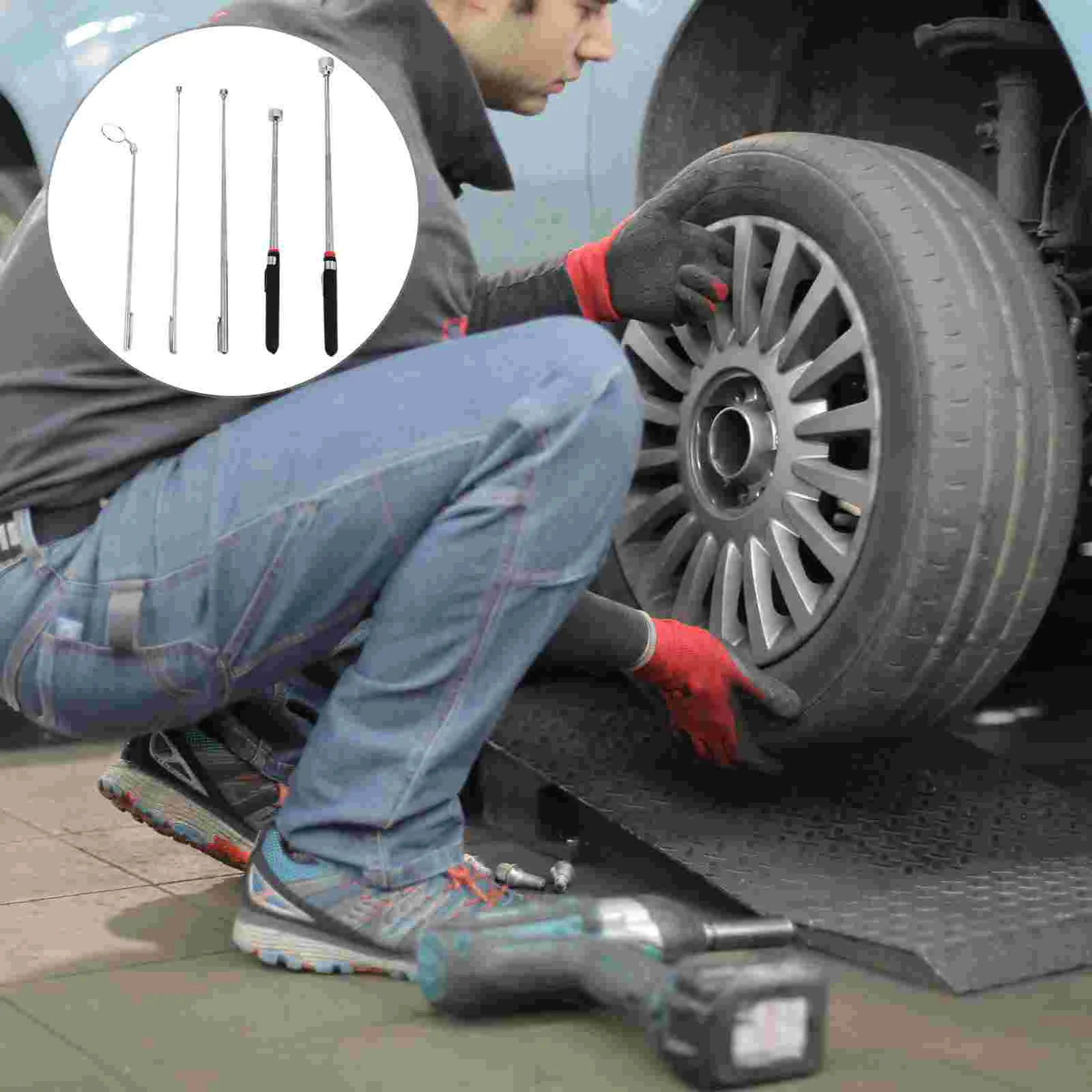 

Telescopingpick Tool Car Tools Pickup Inspection Grabber Flashlight Led Rod Wand Setretriever Telescopic