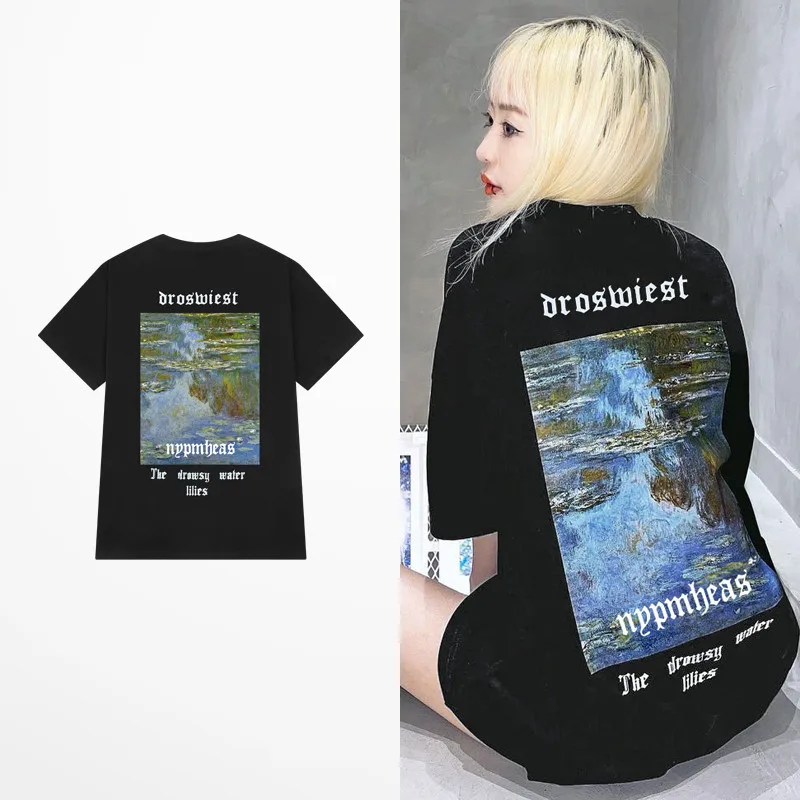 

Футболка мужская с принтом масляной живописи, 100% хлопок, в стиле ретро