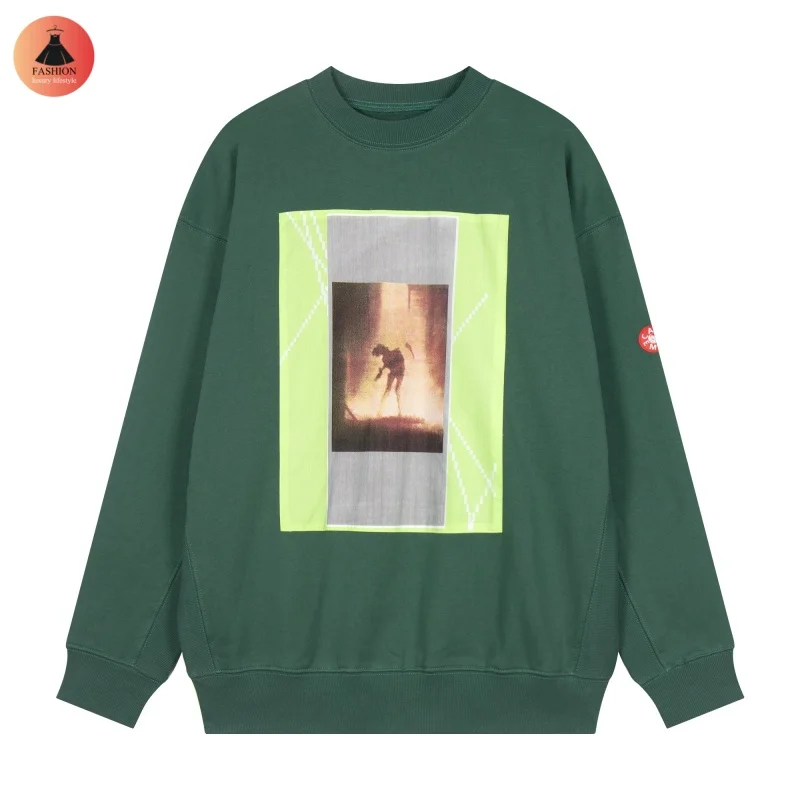 Зимний мужской женский CAVEMPT постер с цифровым принтом зеленый модный свитшот