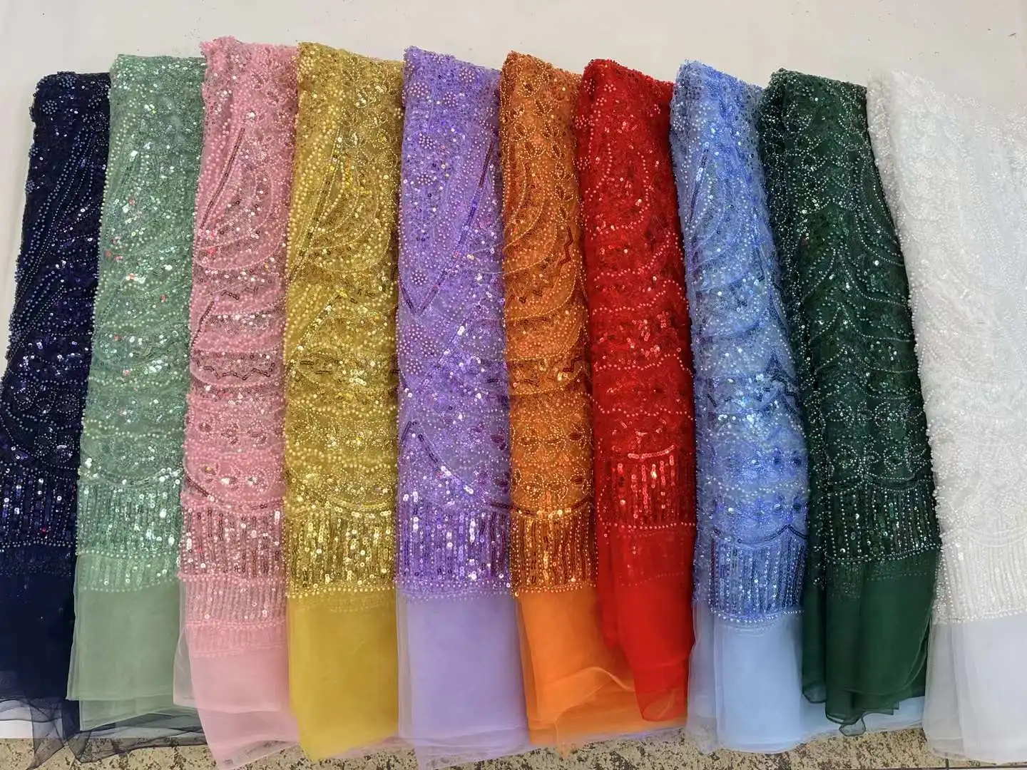 Высококачественная кружевная ткань из бисера для свадьбы материал кружева с