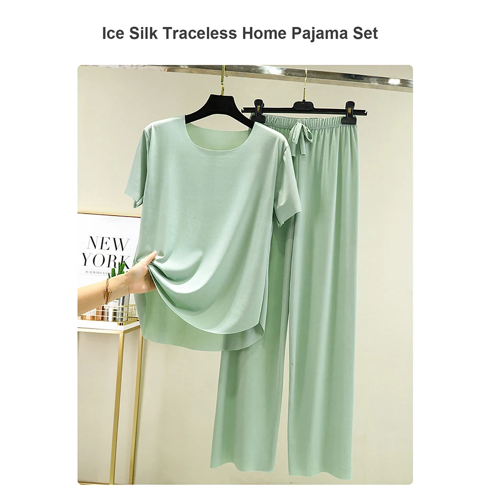 Summer Ice Silk Seamless Pajamas for Couples Summer Simple Short Sleeve Sleepwear Casual O Neck 4XL Men Pajama Sets pijama mujer