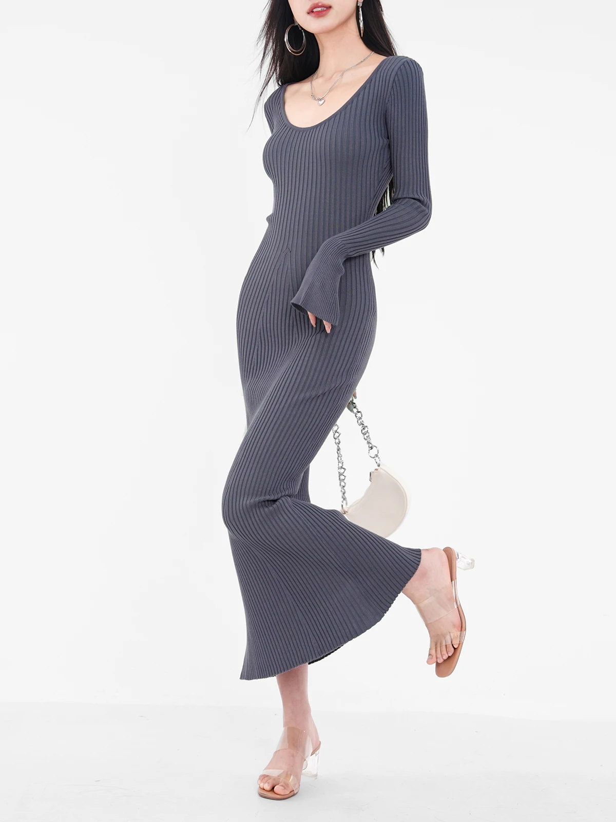 Осенне-зимнее вязаное платье American Gyaru облегающее нижнее белье внутренняя одежда