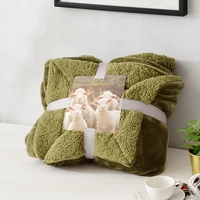 solid color blanket lamb fleece flannel throw double layer thickened home office travel nap blankets warm soft sofa bed quilts