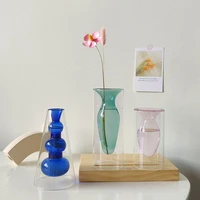 living room decorative vases modern home decor glass containers desktop flower pots transparent colorful art double glass vases