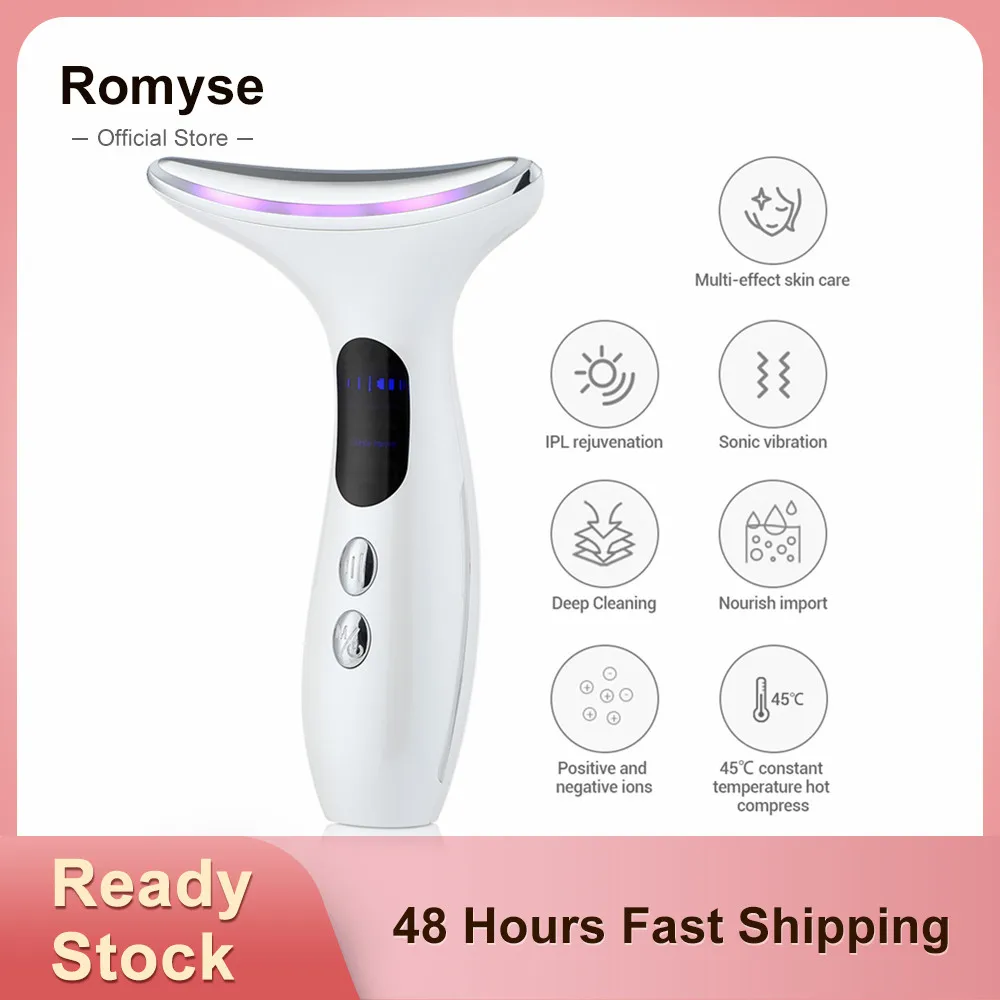 

Facial Neck Massager Wrinkle Removal 3 Colors LED Photon Therapy Beauty Device Reduce Double Chin Skin lift Skin Care Tools