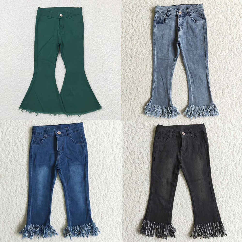 

Wholesale Baby Girl Jeans Toddler Zipper Pants Fashion Kid Spring Fall Infant Pocket Pants Children Denim Solid Trousers