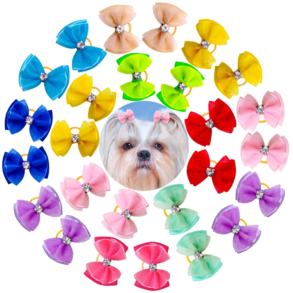 

Dog Cute Hair Dog Dogs Grooming For Accessories 10pcs Chiffon Hair Small Bows Dog Dog Bows Accessories Bows Det Diamond
