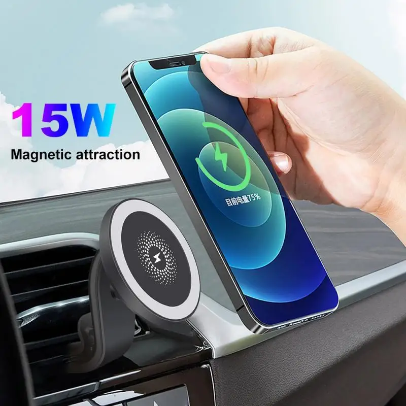 

Автоматическое беспроводное автомобильное зарядное устройство 15 Вт для iPhone 14 13 12 XS X XR 8 Samsung с креплением на вентиляционное отверстие и держателем для телефона с быстрой зарядкой