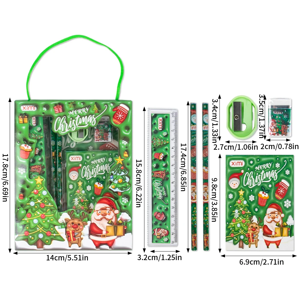 Красно-зеленая Подарочная коробка с рисунком Санты и рождественской елки