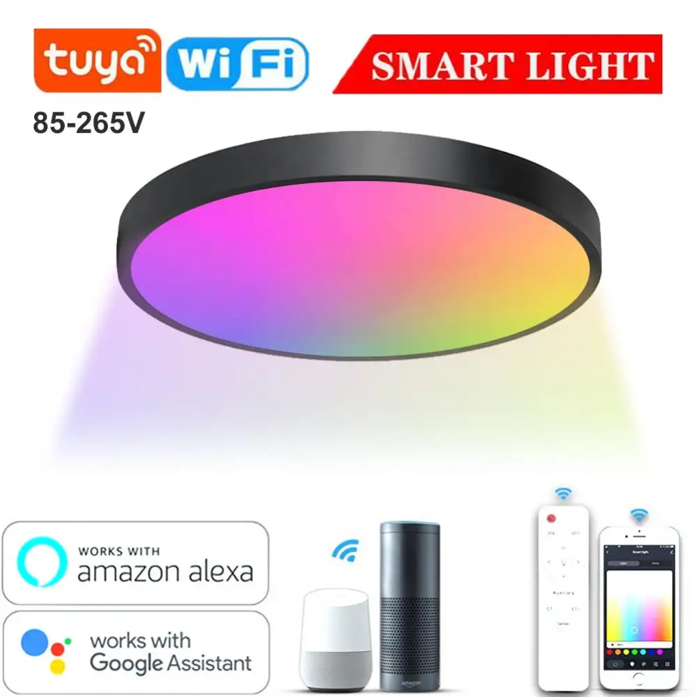 

Tuya Smart Wifi Led Ceiling Lamp RGBCW With Alexa/Google Decorative Luminaires Music Ceiling Lights Work With Alexa Google