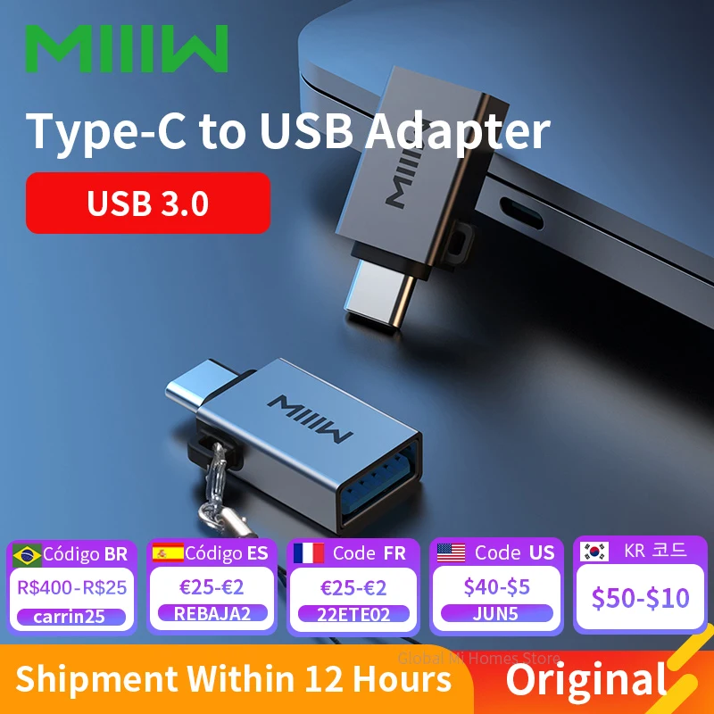 

Адаптер Miiiw USB 3.0 Type-C OTG, портативный конвертер Type C «папа» в USB «мама» для коннектора USB OTG
