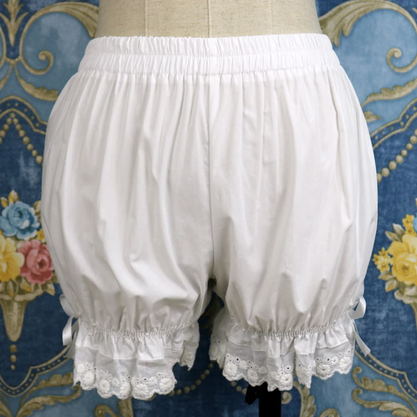 2023 New Fashion Lolita Lace Pumpkin Pants Lantern Pants Summer Girls Skirt Safety Pants White Black Elastic Waist Pants Shorts