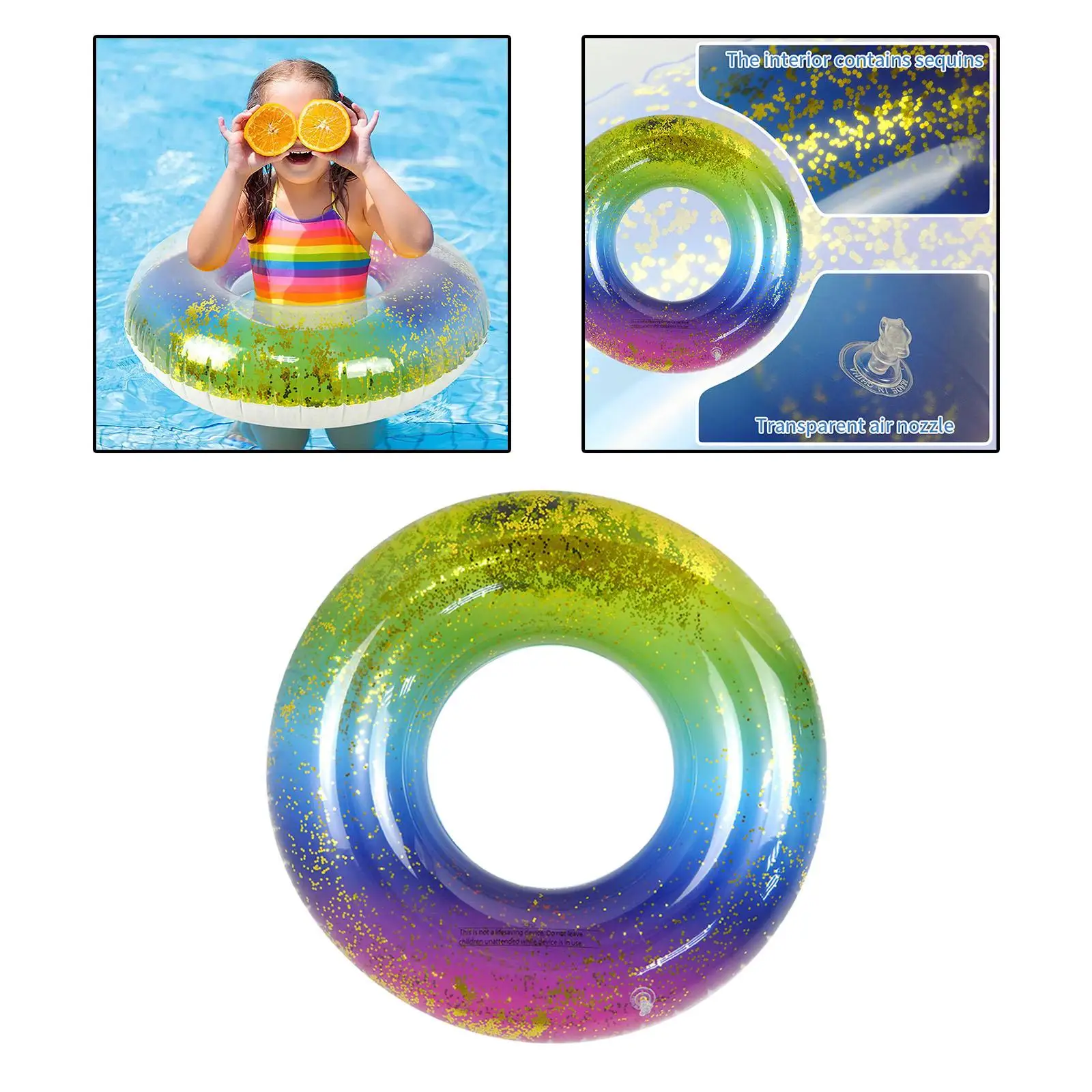 

Portable Swimming Ring Water Toys Life Buoy Air Pump Sitting Ring Inflatable Pool Raft for Outdoor Kids Adults Summer Leisure