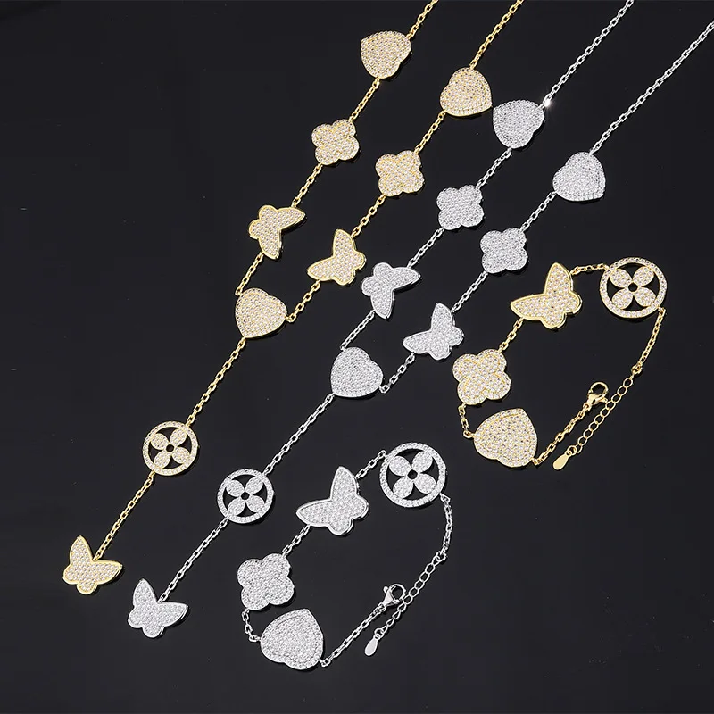 

Charms Butterfly Heart Shaped Love Leaf Necklace for Women Couple Bracelets Wedding Gifts for Guests Luxury Korean Fashion Gift