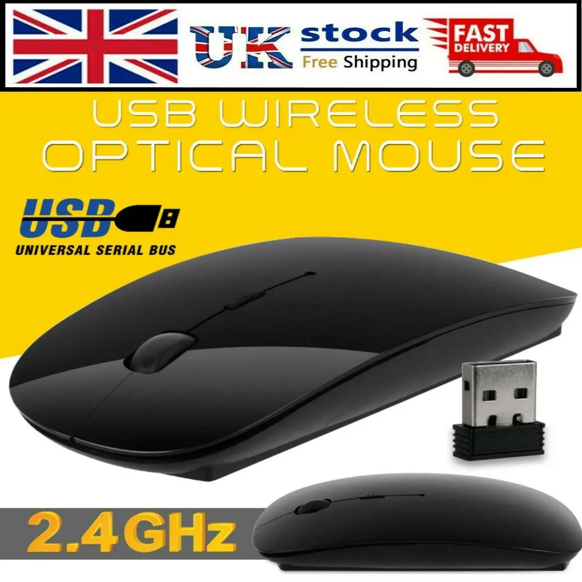 

2.4GHz Wireless Cordless Mouse Mice Optical Scroll For PC Laptop Computer + USB