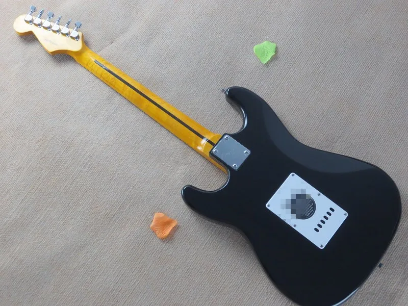 Черная электрическая гитара из розового дерева твердый корпус бас акустическая