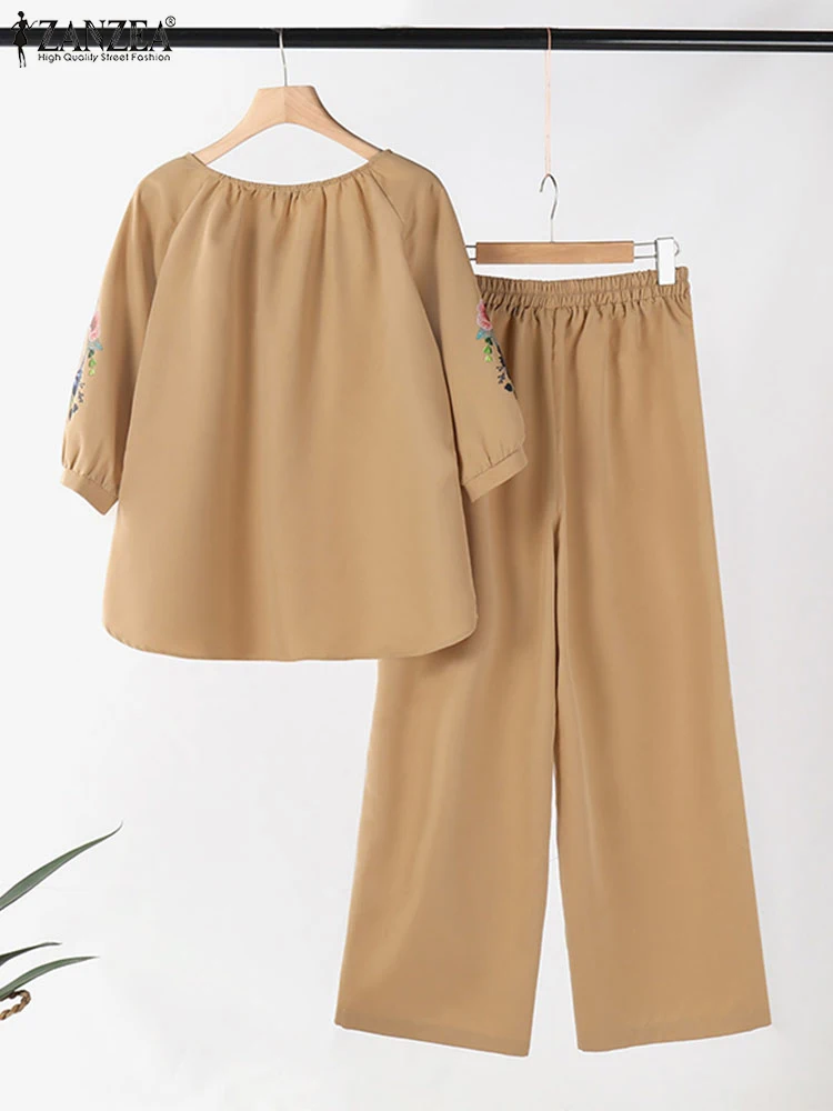 Осень 2024 спортивные костюмы ZANZEA женские комплекты из 2 предметов блузка с