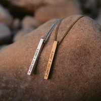 stainless steel lettering diy square rod necklace for women men couple custom engraved stereo pendant necklaces fashion jewelry