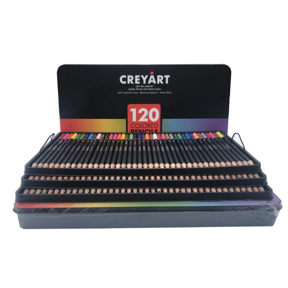 

120 color colored pencils professional soft thick core oil color pencil drawing art sketch coloring tin box art supplies Gift