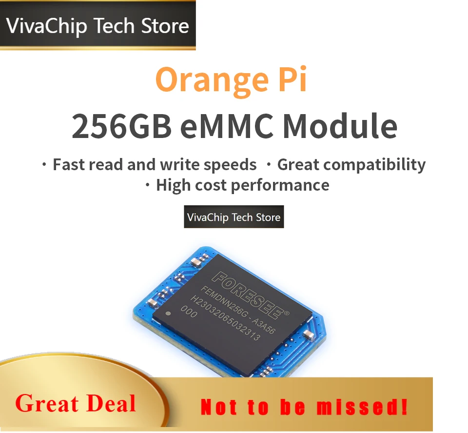 Фото VivaChip TechOrange Pi 4 Pro 12 ГБ LPDDR5 + 256 ГБ EMMC модуль, чип Allwinner A733, NPU 3 TOPS, Wi-Fi 6.0 + BT 5.4, слот M.2 M-Key, Single B №1
