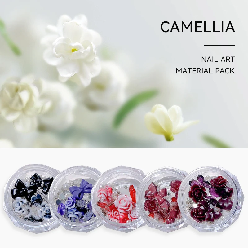 

Nail enhancement camellia material bag, popular accessories, bow tie mix and match chain flower nail accessories