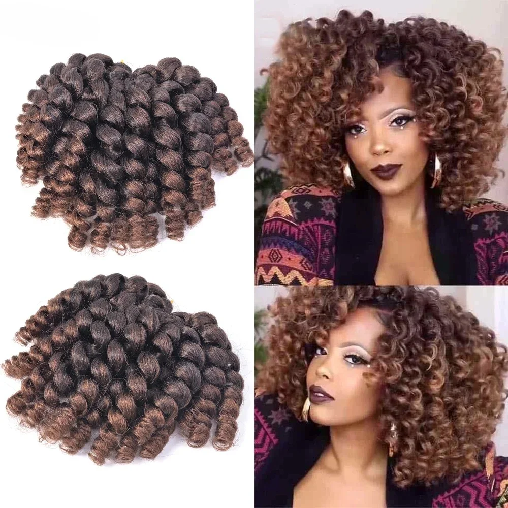 Lovepancy 8-дюймовые вязанные крючком волосы Ямайские завитки Синтетические плетеные