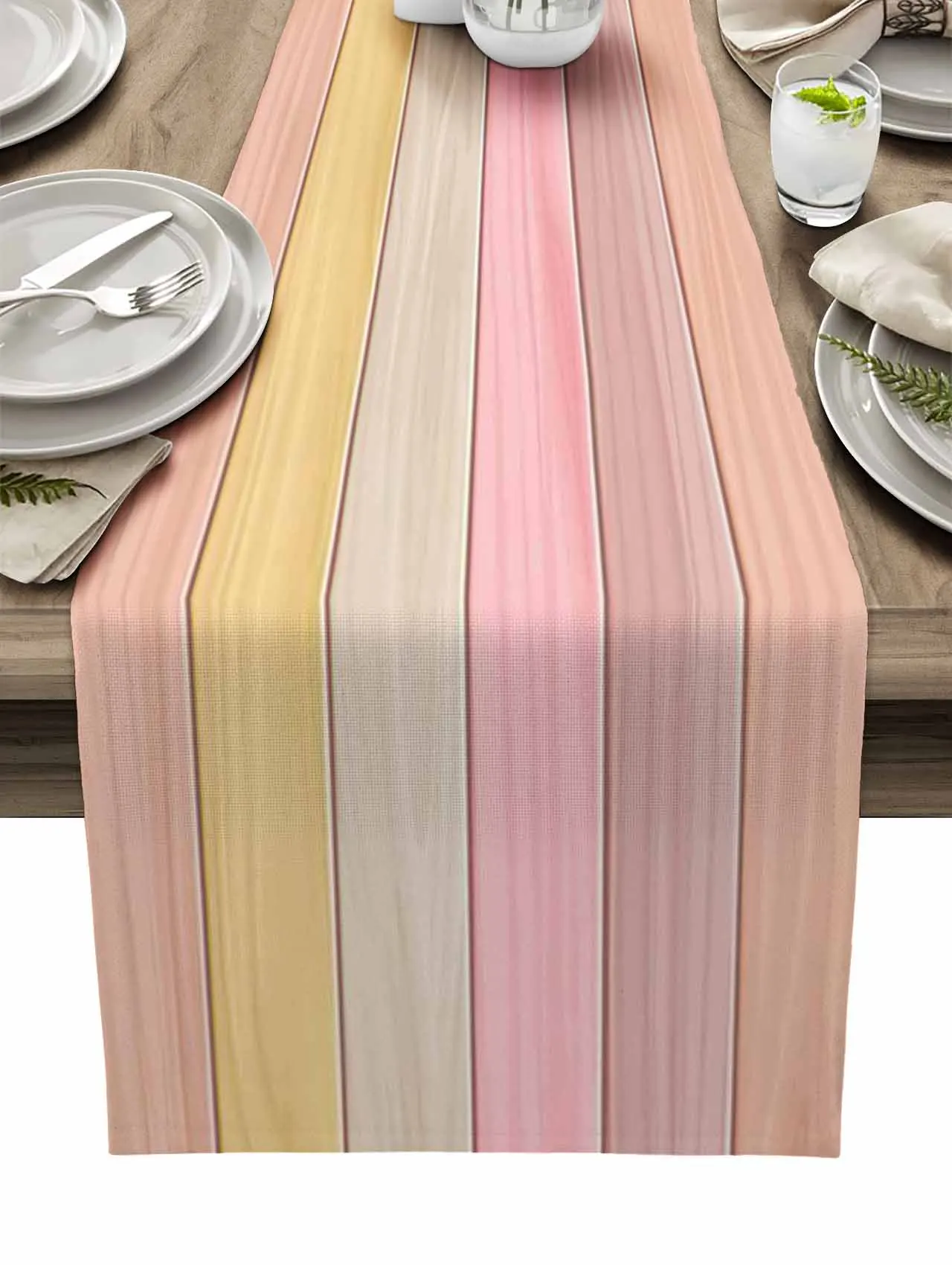 

Wood Grain Candy Pink Table Runner Table Flag Home Party Decorative Tablecloth Table Runners For Wedding