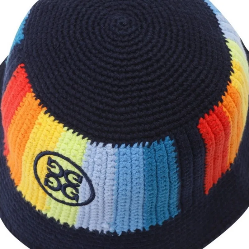 Rainbow Stripe Stripped Multi Color Knit Golf Cap Winter Warm Hat