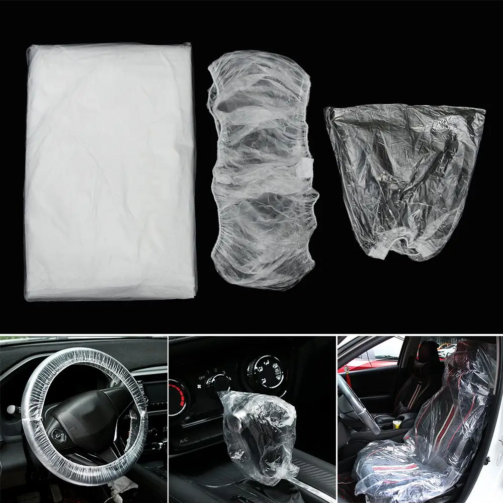 

Universal 10/20/50pcs Car Steering Wheel Cover Seat Cover Car Lever Cover For Disposable Plastic Covers
