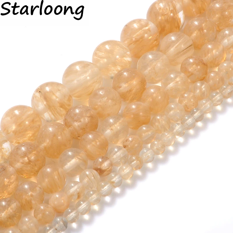 Высокое качество натуральный камень желтый арбуз круглые свободные шарики 15