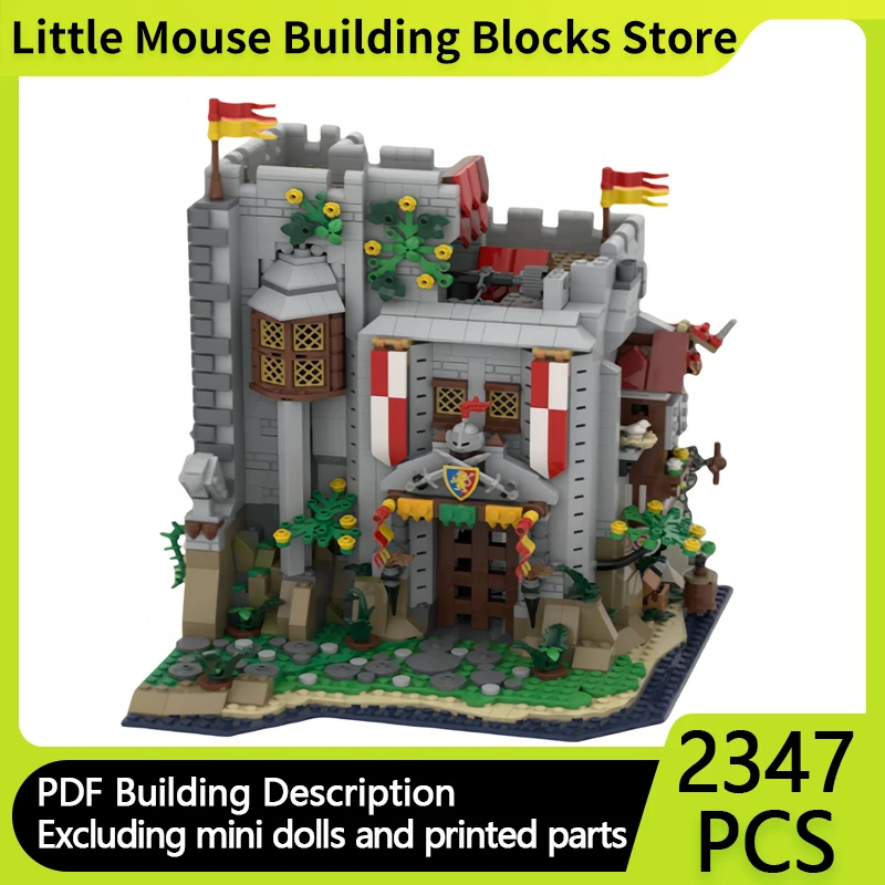 Средневековый замок модель MOC строительный кирпич каскот льва защитная башня