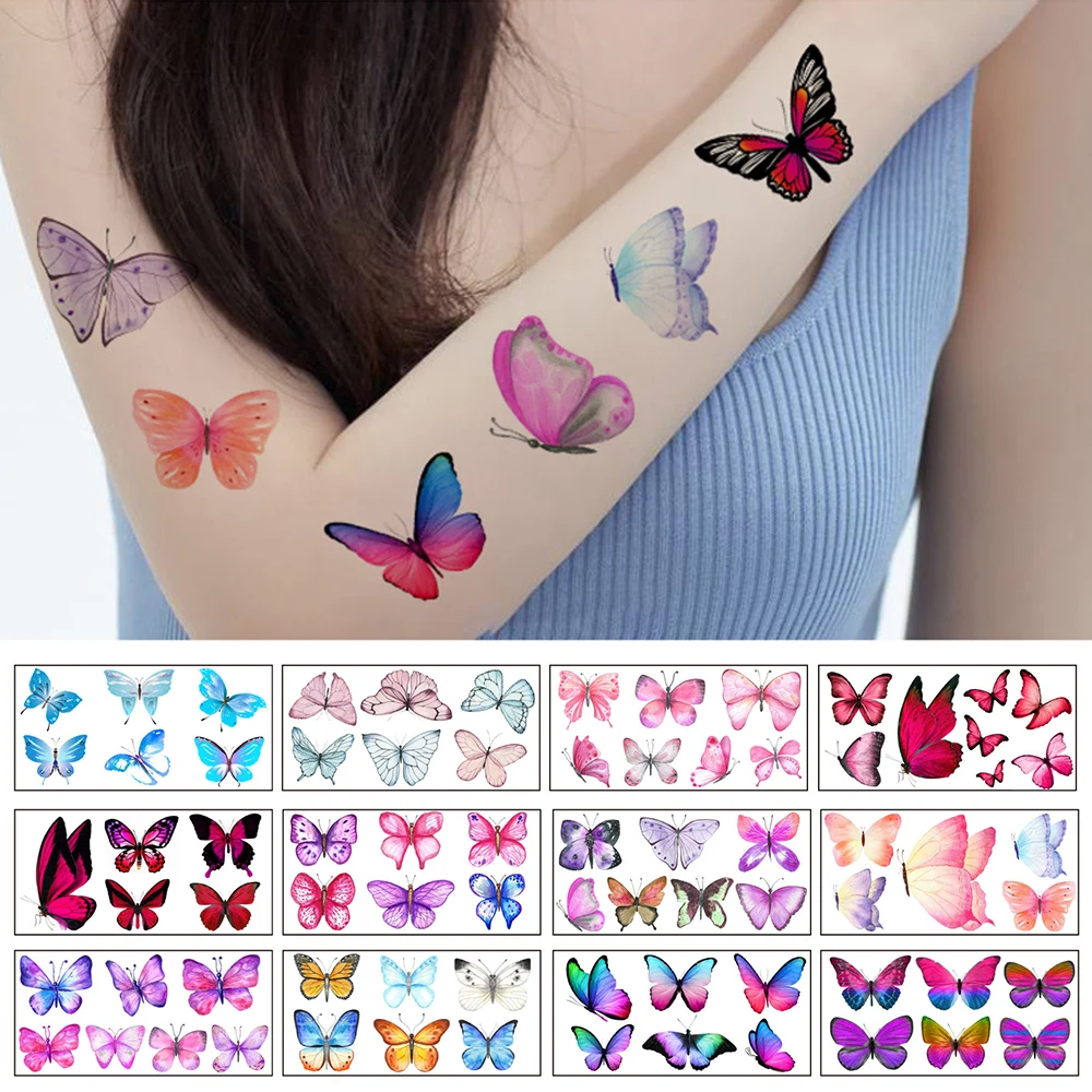 

Temporary Tattoo Waterproof Tattoo Sticker Colorful Tattoo Sticker Butterfly Tattoo Sticker Body Art Sweat Resistant Beautiful