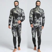 5mm neoprene wetsuit camouflage split two piece for cold and warm underwater hunting harpoon fishing snorkeling surfing suit