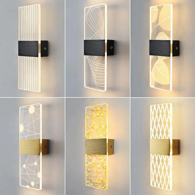

Acrylic Wall Lamp LED Indoor Sconce Light Bedroom Living Room Hotel Study Room Aisle Bedside Lamps Modern Nordic Decor 6W AC220V