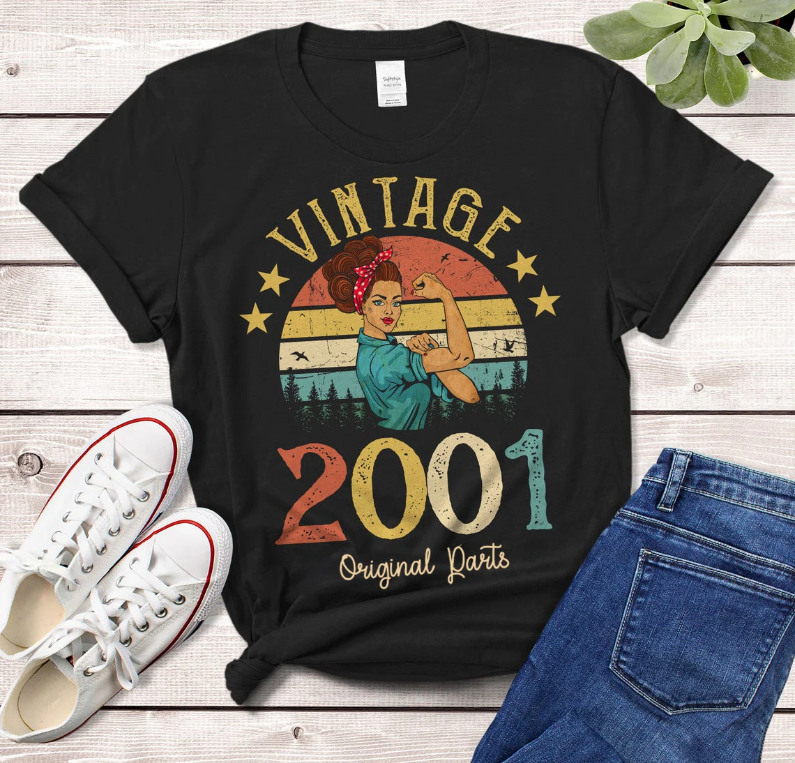 

Vintage 2001 Original Parts T-Shirt Rosie Women 22 old 22nd Birthday Gift Idea Girls Mom Wife Daughter Funny Retro Tee