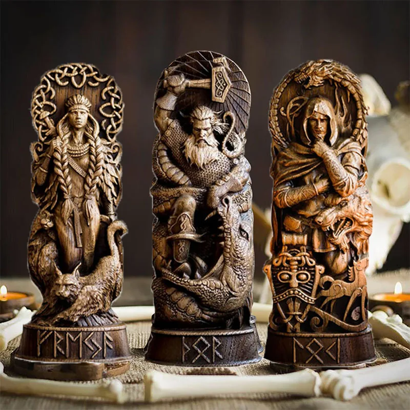 

Nordic Gods Resin Statue Norse Gods Carving Altar Heathen Pantheon Resin Heathen Resins Ornament Home Decoration Craft Miniature