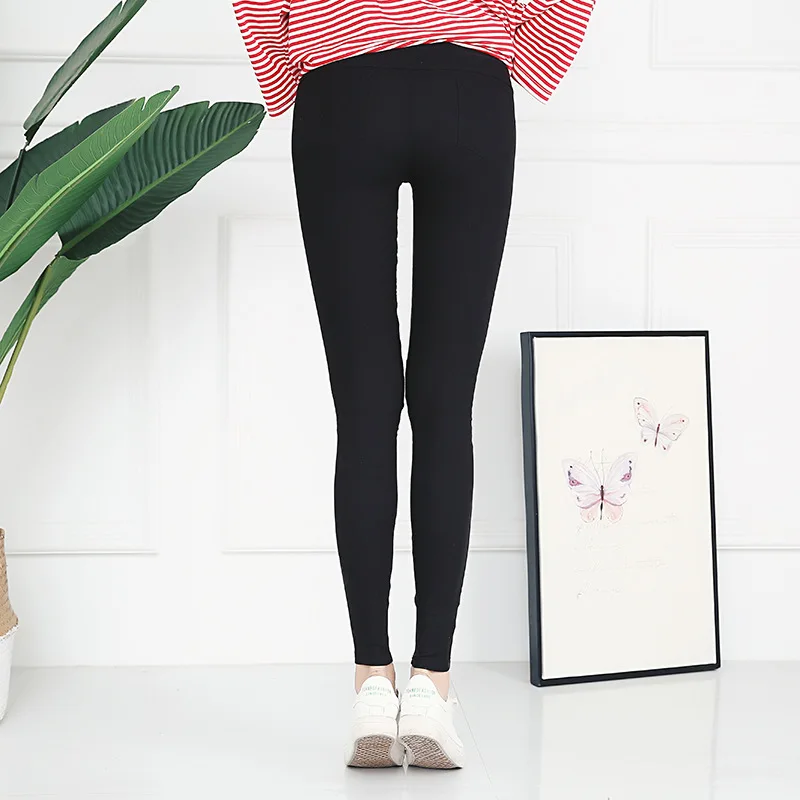 Womens Y2k Streetwear Plus Size Stretchy Leggings Pants High Waisted Pocket Black Navy Blue Female Skinny Pencil Pants 5XL 6XL