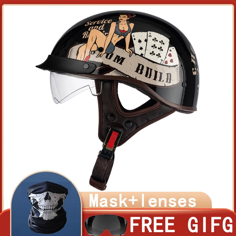 

Retro Motorcycle Helmet Four Seasons scooter Helmet Half Face Motorbike Crash Helmet Casco For Vespa GTS300 Super Sport GTS
