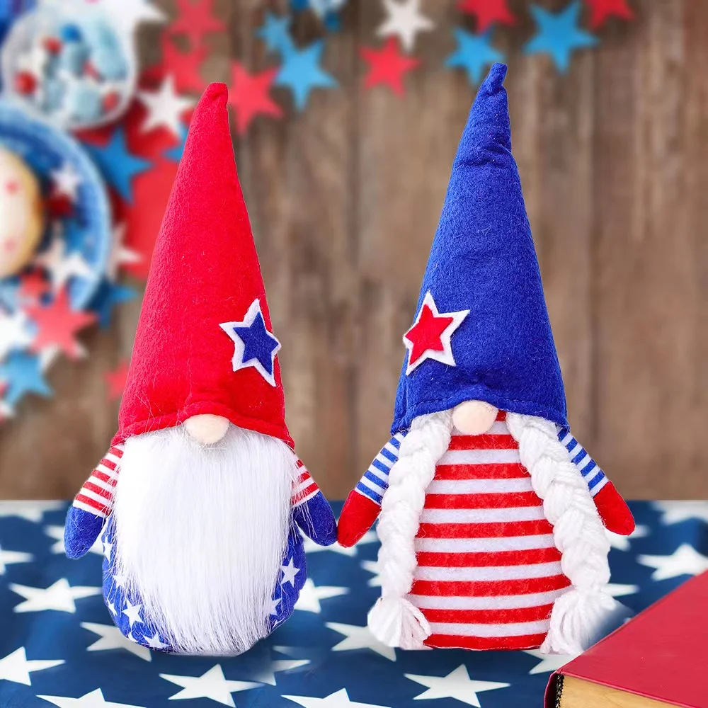 

26cm American Flag Independence Day stripe Pygmy doll Elf ornaments home decor items